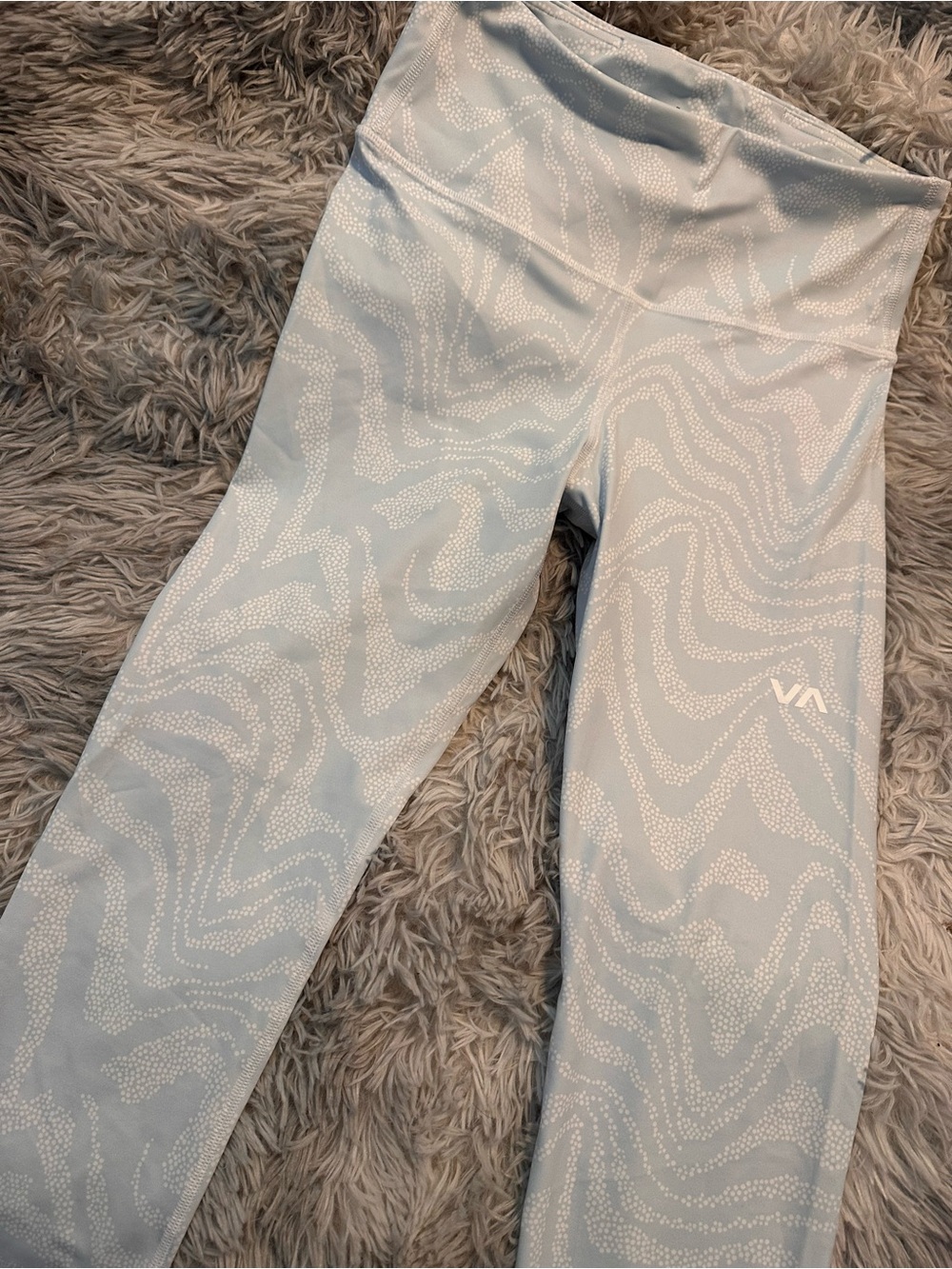 RVCA Girls Pale Blue Patterned High-Waist Leggings